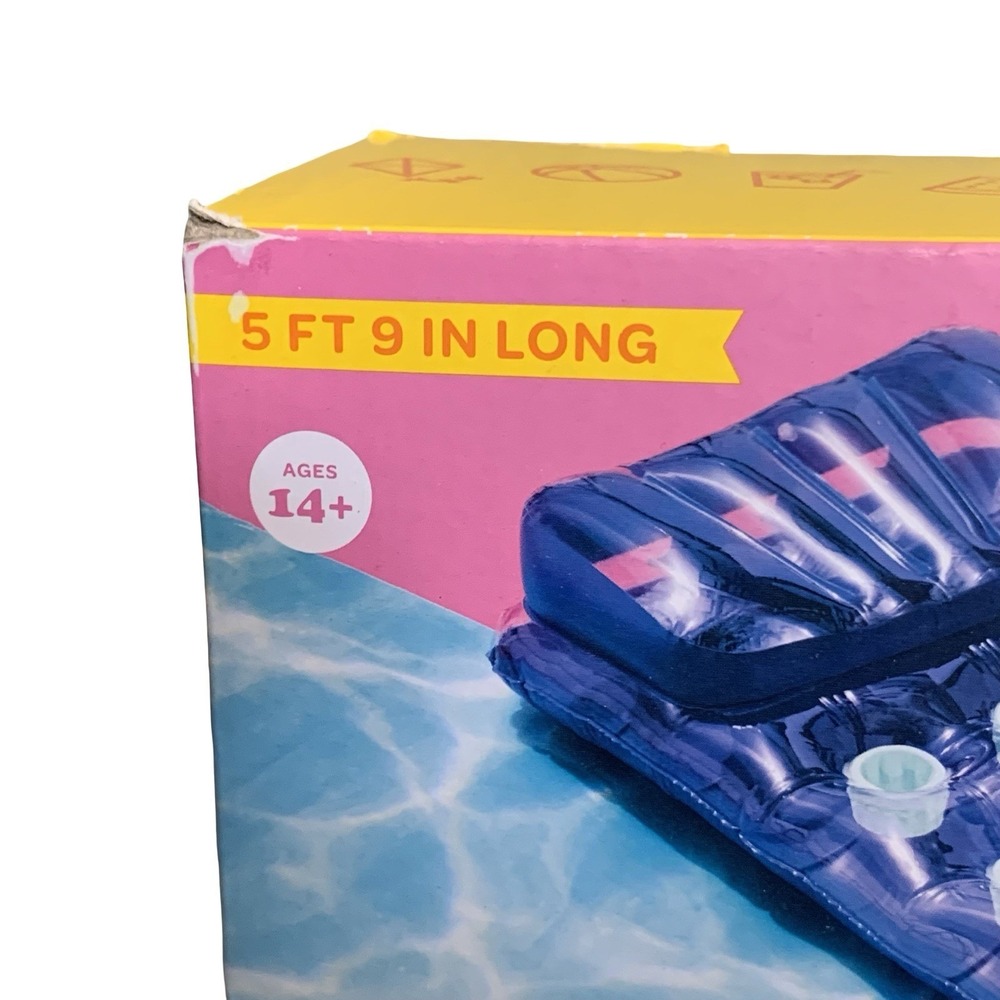 Intex Inflatable Pocket Lounge Pool Float Raft 5 ft 9 in w/ Repair Patch NEW - Picture 2 of 4